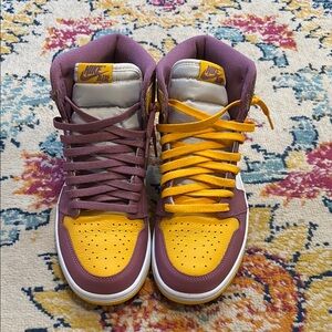 Nike Air High-Top Sneakers in Purple and Yellow